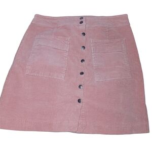 Tristan Pink Corduroy Button-Front A-line Mini Skirt 14